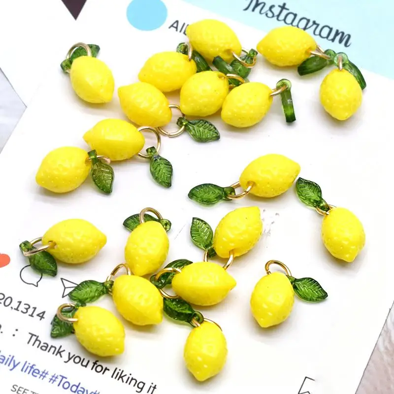 Acrylic Lemon Fruit DIY Charms Small Pendant Ornaments for Handmade Bracelet Necklace Earring Jewelry Craft Accessories