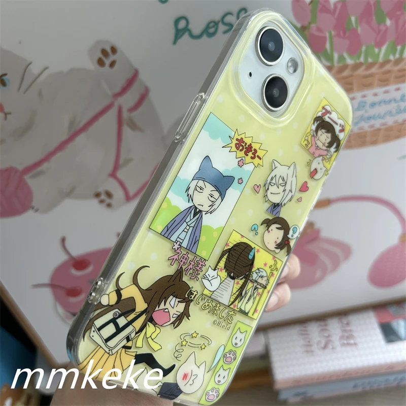 Japanese Anime Cartoon Cute Girl Yellow Polka Dot Creative Phone Case For iPhone 17 AIR 16 15 14 13 12 11 Pro Max Plus Y2K Cover - náhled 3