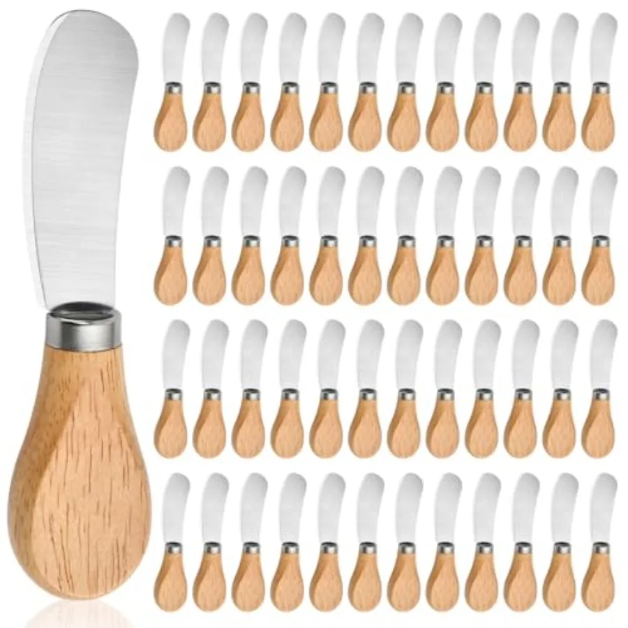 

50 шт. ножи для разбрасывания сыра 4,72 дюйма, ножи для сыра из нержавеющей стали с деревянной ручкой для доски для сэндвичей, закусок