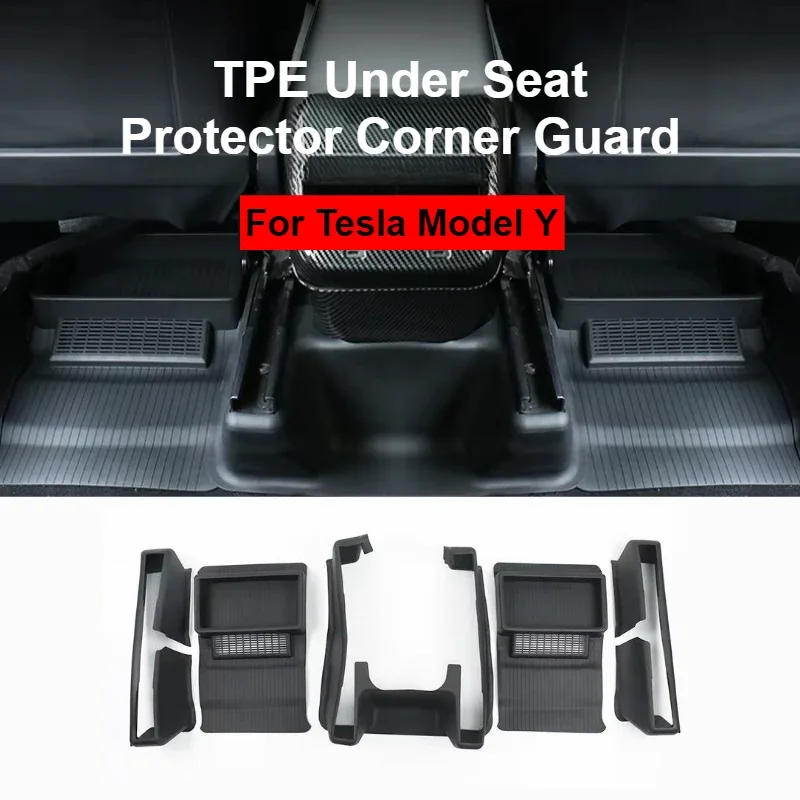 For Tesla Model Y TPE Under Seat Storage Box Board Storage Organize Box Waterproof Corner Protector Corner Guard Car Accessories