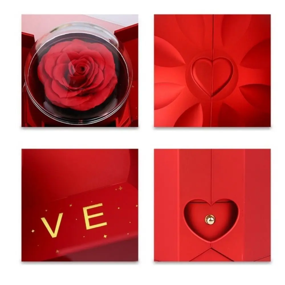 

Romantic Surprise Flower Jewelry Box Plastic with Soap Rose Rose Drawer Packaging Box Decorative Castle Double Door Jewelry Box