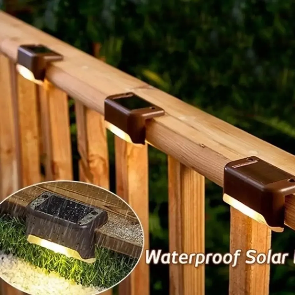 4/6/8/12/16/20/24Pcs New Solar Fence Light Railing Stair Lamp Outdoor Waterproof LED Step Light Courtyard Decorative Wall Light