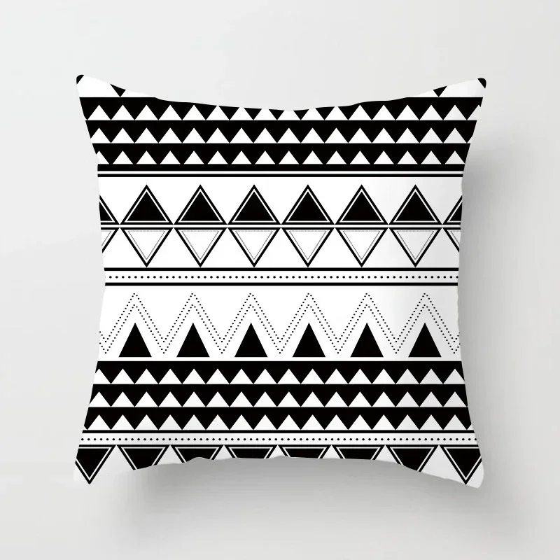 Modern Nordic minimalist black and white geometric printed pattern cushion cover for home living room sofa decorative pillowcase