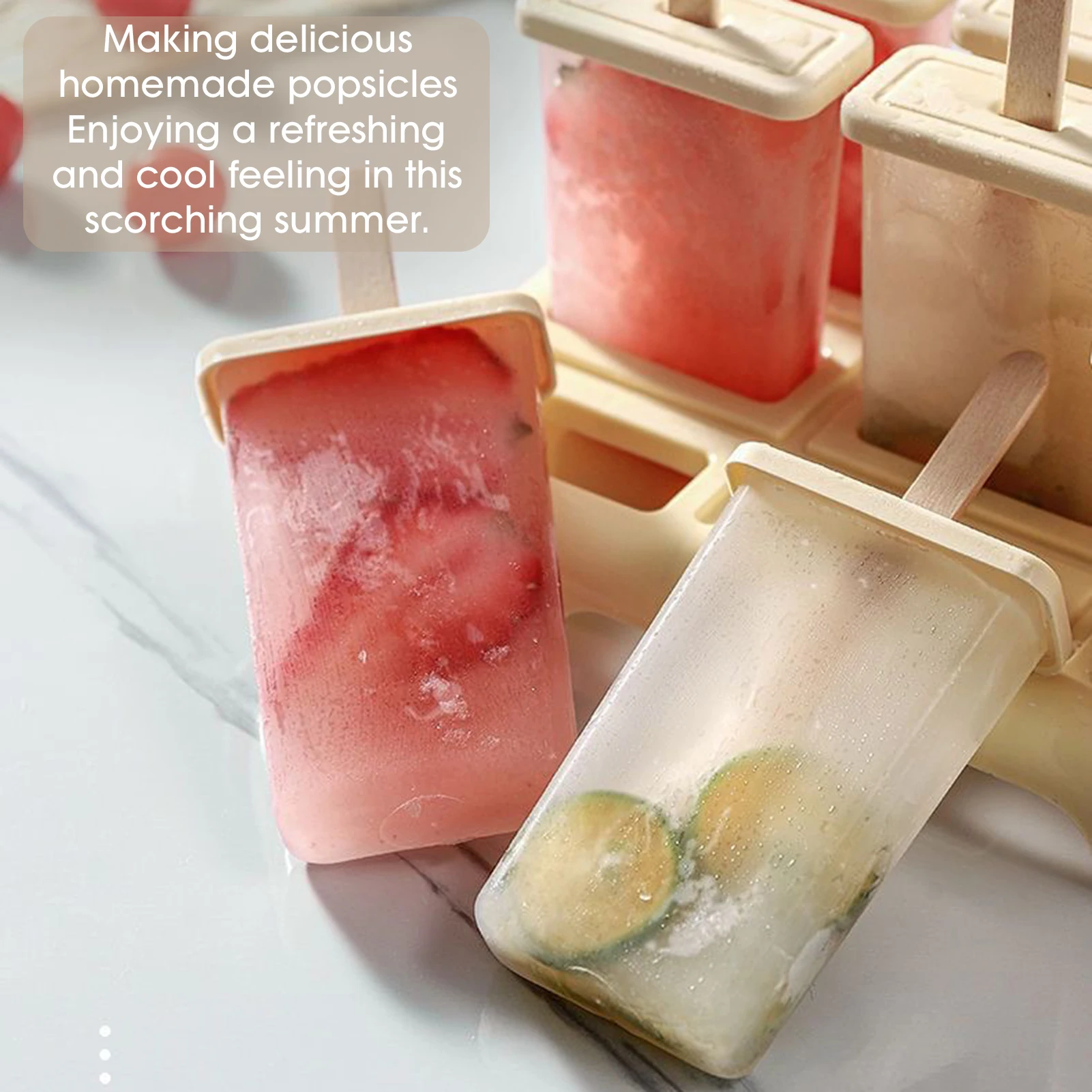 

Ice Cream Molds Popsicle Maker 6 Cavity Silicone Ice Pop Freezer Tray with Lids and Sticks for Homemade Frozen Treats