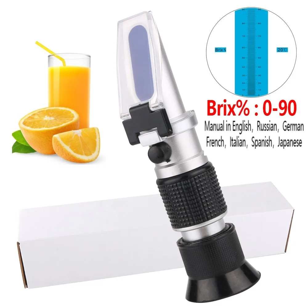 LEC Refractometer Juice Brix Range 0-90% Scale Sugar Tester With ATC Sugar Beekeep Tester Handheld Digital Refractometer