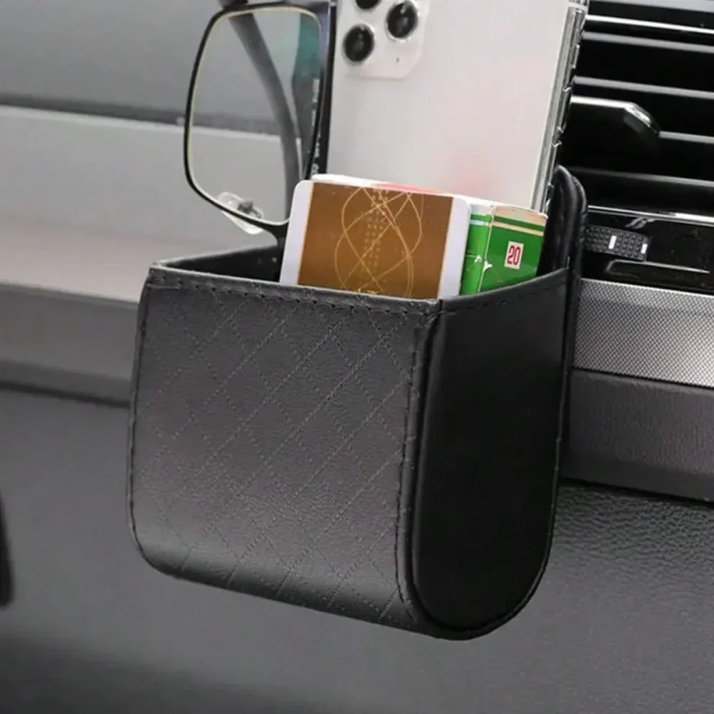 Add to Wish List Car Air Outlet Storage Bag, Mobile Phone,Key, Sunglasses,Ventilation,Household,Hanging Leather Organizer Box