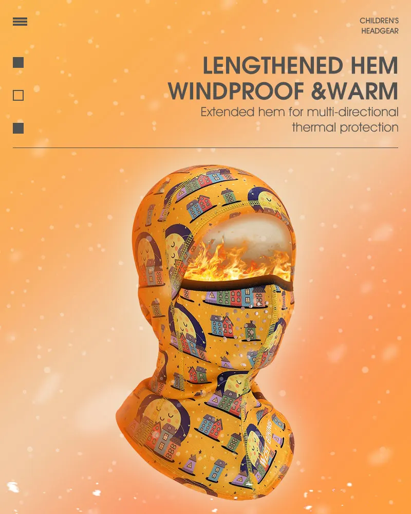 WEST BIKING Jugend-Winter-Sturmhaube, atmungsaktive Outdoor-Sport-Gesichtsmaske, Fleece-Halswärmer zum Radfahren und Skifahren, niedlicher Cartoon-Druck – Detail 8