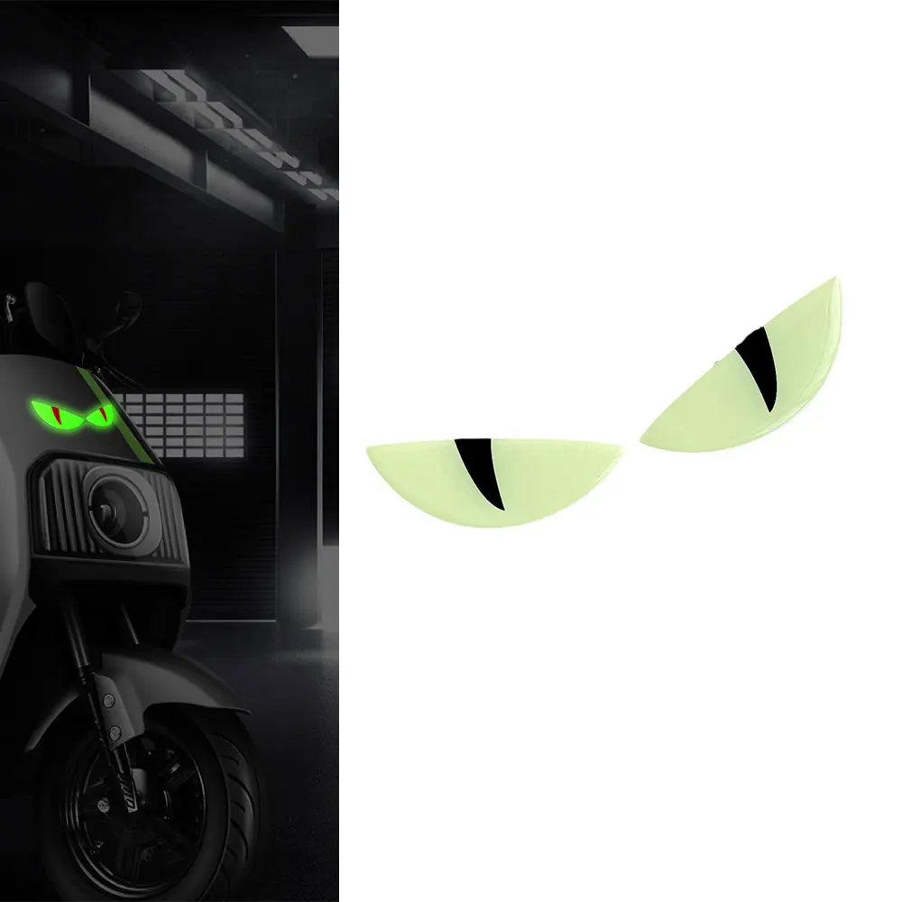 Luminous Fender Devil's Cute Eye Stickers Motorbike Windshield Decal For Car Motorcycle Decor Improves Night Visibility Safety