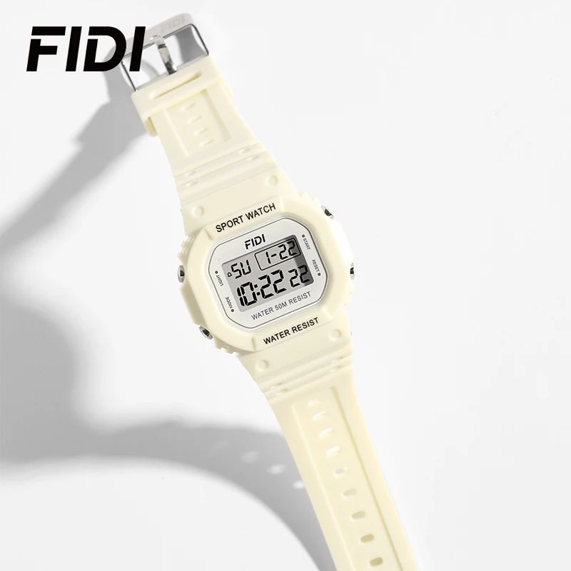 FIDI ساعة رياضية بنين بنات طالب LED ساعة إلكترونية ملونة الرجال النساء ساحة الساعات الرقمية ساعة مطاطية مقاومة للماء