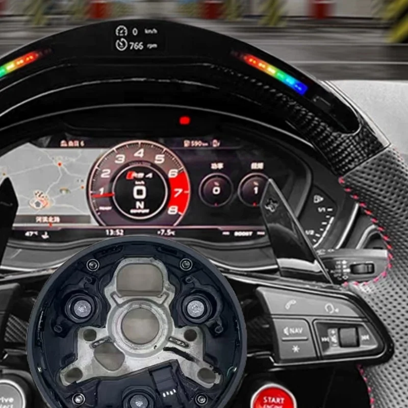 LED Customized Carbon Fiber Leather Car Steering Wheel For Audi A3 A4L A5 A6 A7 S3 S4 R8 A4 A5 B9 RS4 RS6 RS5 Q5 Q7 C8 Steering