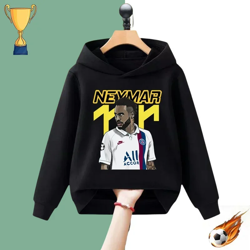 Neymar football star printed hoodie European Cup children's autumn and winter men's and women's sports jacket casual knitwear