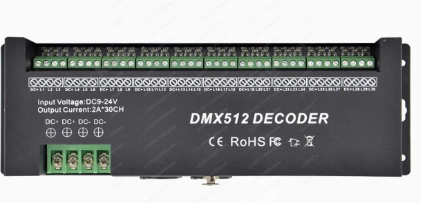 

30 Channel 30CH DMX 512 LED RGB Strip Controller DMX512 Decoder Dimmer Driver DC9V-24V