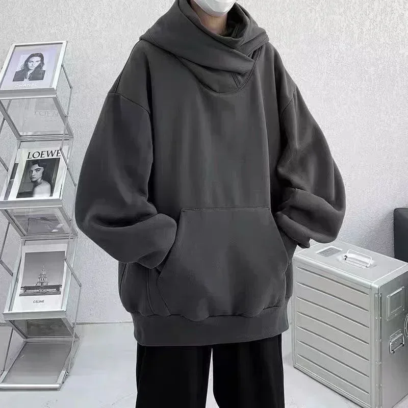 Autumn Solid Color Ninja Turtleneck Hoodies For Men Y2K Vintage