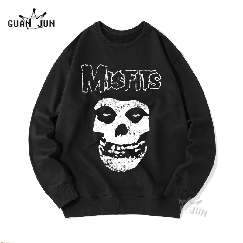 Bluzy z kapturem na Halloween Misfits & Skull bluzy damskie jesienne i zimowe Casual z okrągłym dekoltem z długim rękawem Top bluza damska