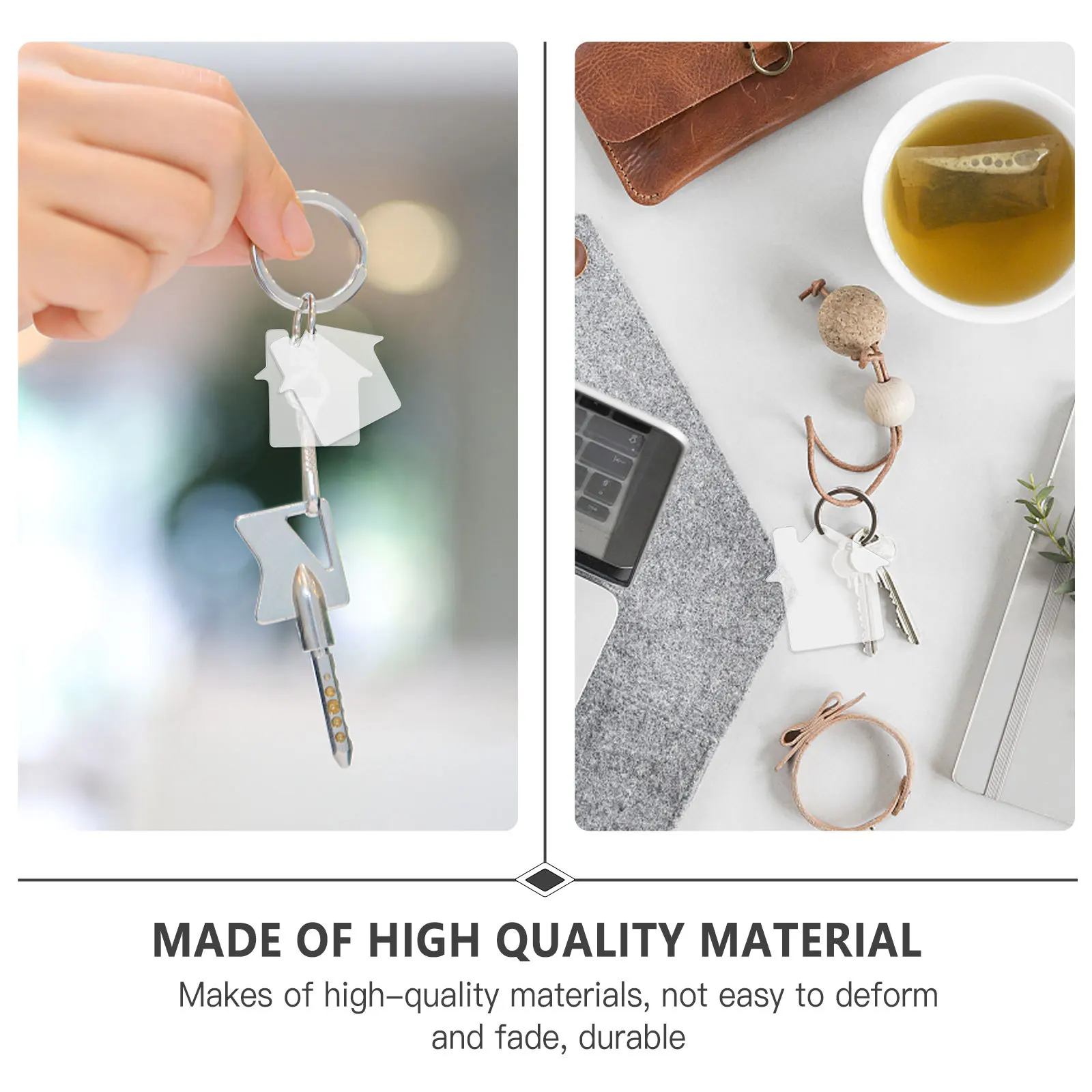 

10Pcs Clear Acrylic House Shaped Keychain Ornaments Blank Pendants for DIY Keychains Sweater Chains Cellphone Decorations