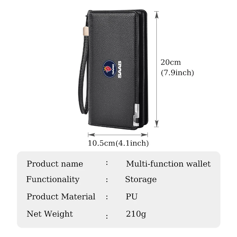 Car Business Large Capacity Multi-function Holder Zipper Wallet For SAAB 9-3 9-5 93 9000 900 9-7 600 99 9-X 97X Turbo X