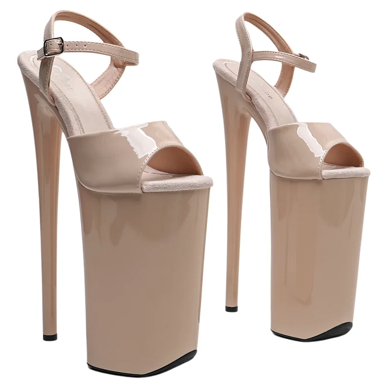 Leecabe  26CM/10inches Shiny patent open toe Trendy fashion High Heel platform  sandals stripper heel  Pole Dance shoes