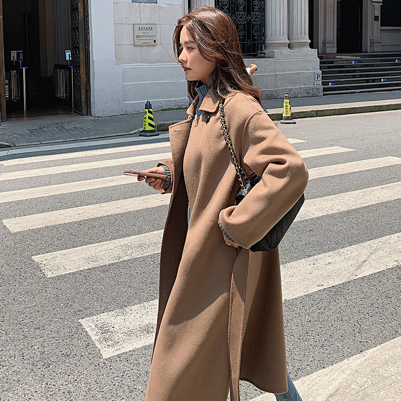 Women's Cashmere Mid-Length Coat Autumn Winter Classic Versatile Fashionable Business Suitable