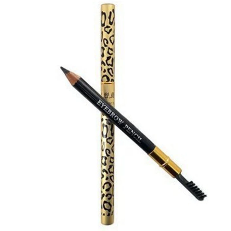 1pc Leopard Print Eyebrow Pencil 5 Colors Long-Lasting Double-Headed Eyebrow Enhancer With Brush Eye Makeup Brow Shadow Pencils