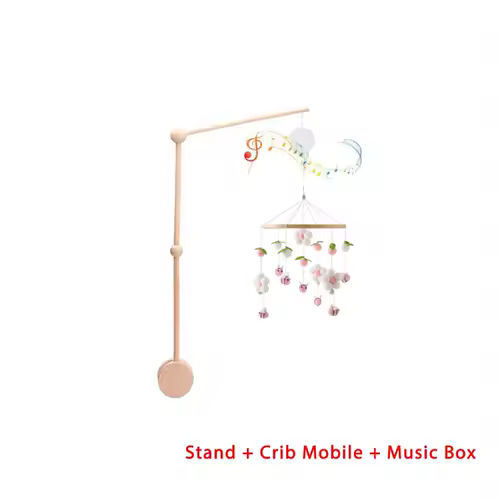 Wooden Crib Mobile Baby Bed Bell Rattle Toy Soft Felt Cartoon Bear Mobile bracket Newborn Music Box Bed Bell Hanging Bracket Toy - Image 36