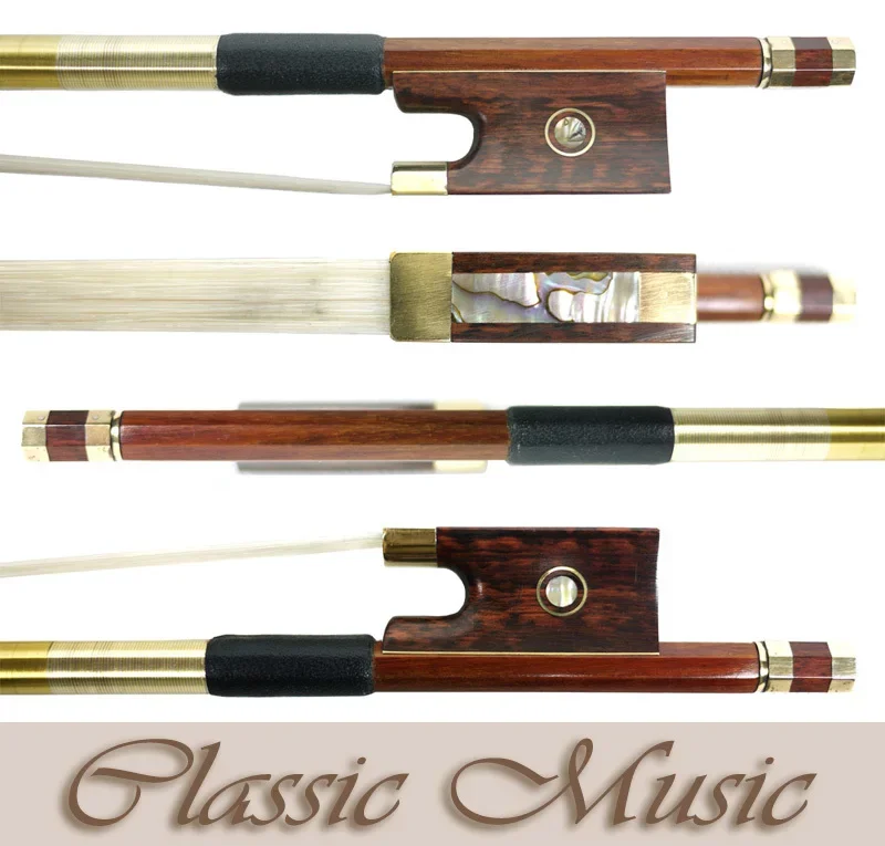 Gold Alloy Fitted Pernambuco Violin Bow with Snakewood Frog (4/4), Good Mongolian Horse Hair Hot Sell!