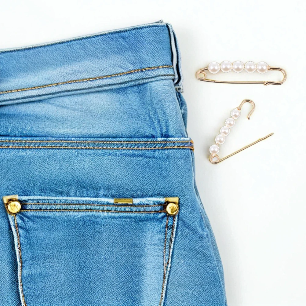 

10pcs Jeans Waist Tightener Clips Heavy Duty Safety Pins Metal Clothing Fasteners Brooch Decorative Charms For Pants Waist