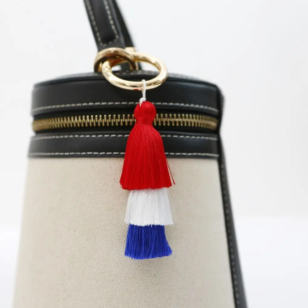 Independence Day Charm Tassel Handmade Craft Car Key Women Key Ring Car Key Ornament Hand Rope National Style Keychain