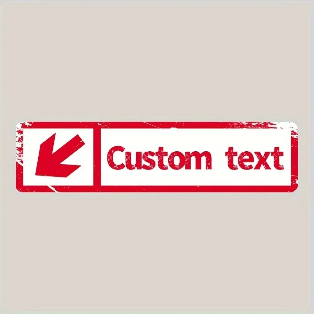 40×10cm Aluminum Plaque Red White Down Left Arrow Sign Custom Text Waterproof Decor Sign Only For Decoration