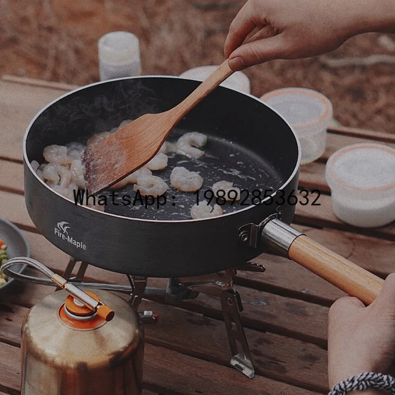 

Z6 Wooden Handle Edition Flat Bottom Non-Stick Outdoor Portable Folding Coated Steak Pan