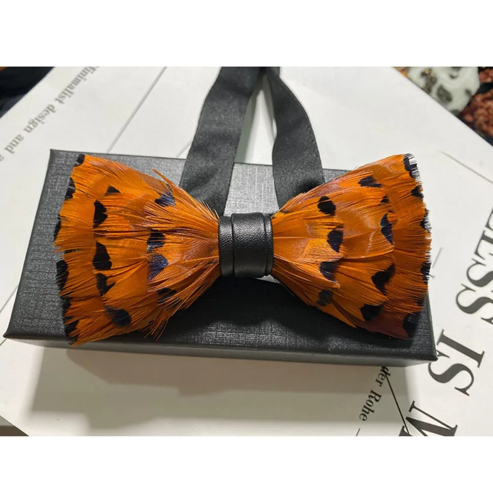 Fashionable and Personalized Feather Bow Tie Men's Wedding Suit Evening Gown Accessories Shirt Butterfly Collar Flower