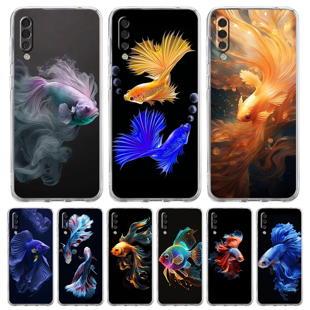 Cute Fish Transparent Phone Case for Samsung Galaxy A12 A50 A52 A70 A40 A10 A20 A30 A02 A03S A04 Cover Silicone Shell