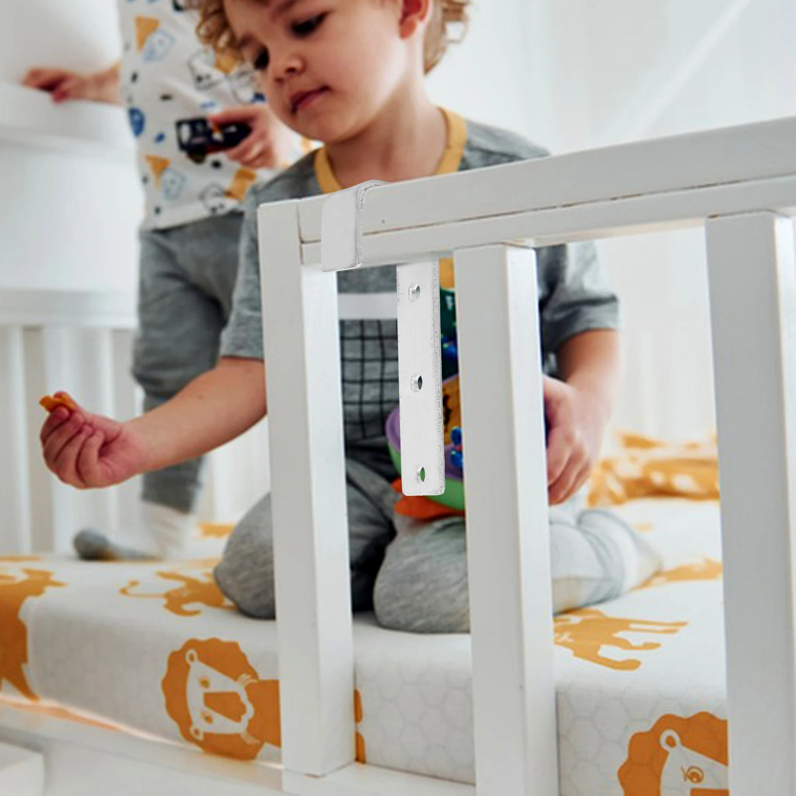 

2Pcs Bed Ladder Hooks Sturdy Iron Kids Bunk Bracket Wear Resistant Safe Reliable Texture Versatile Solution Storage