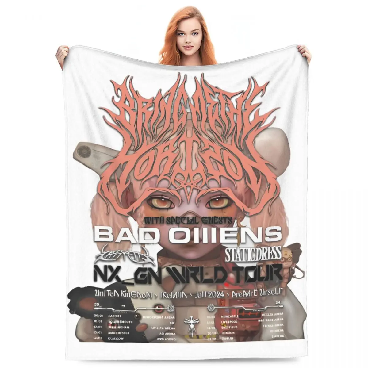 Bad Omens Rock Band 2024 Tour Merch Blankets Flannel Sofa Metalcore Throw Blanket Cozy Soft for Office Bedding Throws