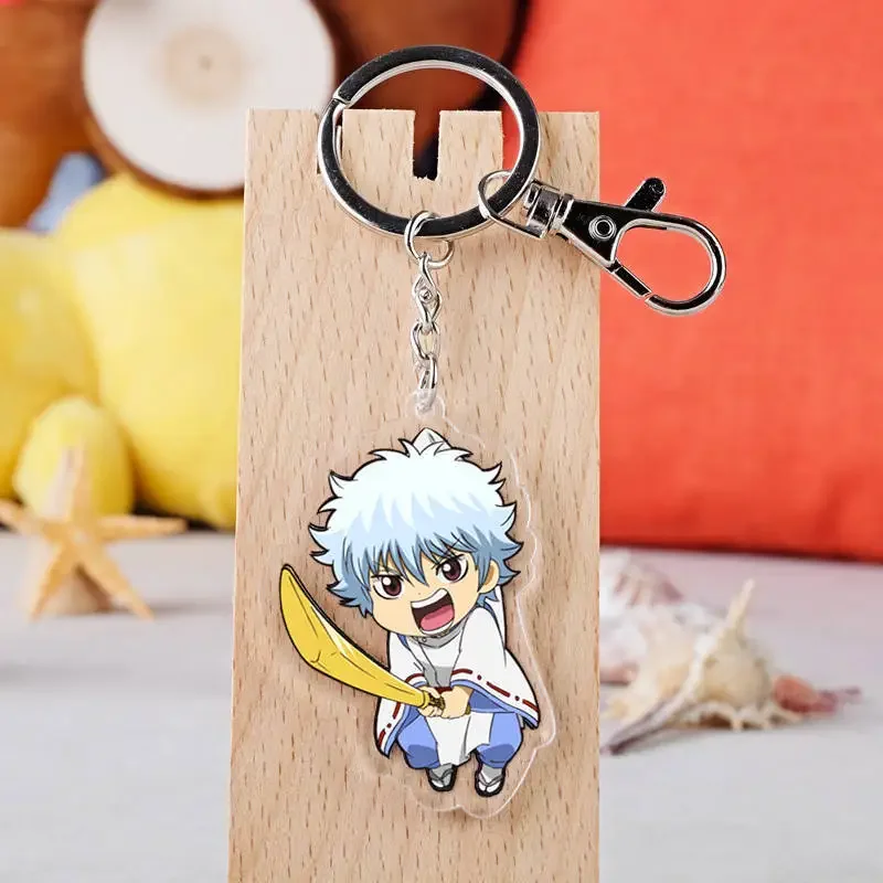 Gintama anime cosplay Acrylic keychain Okita Sougo Takasugi Shinsuke Katsura Kotarou Sakata Gintoki pendant Chaveiros Llaveros