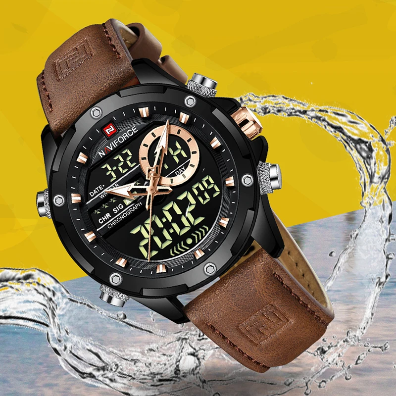 NAVIFORCE Luxury Men Quartz Watch Military LED Digital Waterproof Wristwatch Sport Chronograph Male Clock Relogios Masculino