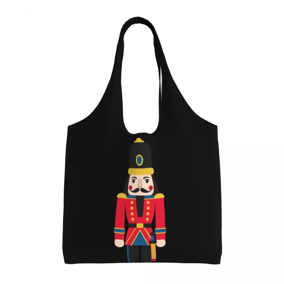 Nutcracker Doll Groceries Shopping Tote Bag Women Cartoon Christmas Soldier Toy Canvas Shopper Shoulder Bags Capacity Handbags