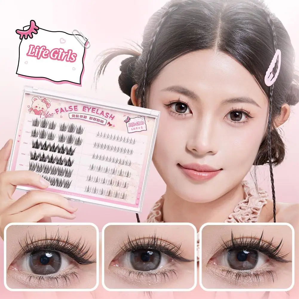 接着剤不要のまつげクラスター 9-12mm ナチュラルルックまつげミックストレイクラスターまつげまつげクラスター DIY ボリュームまつげエクステンション P2T3