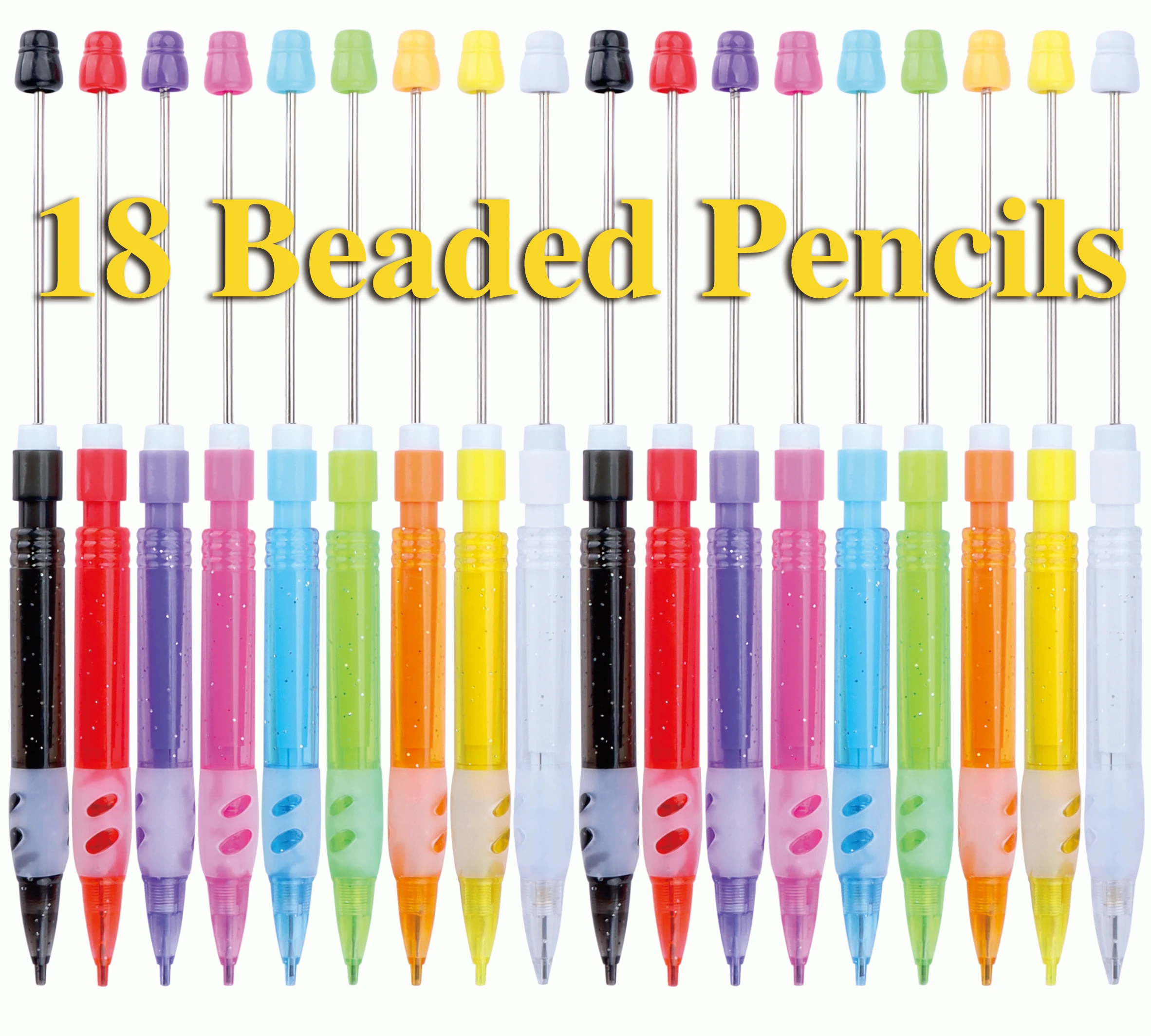 18pcs DIY Beaded Pencil for Students Non Sharpening Pencil 0.5 Non Refilling Beadable Automatic Cute Writing Pencil Wholesale