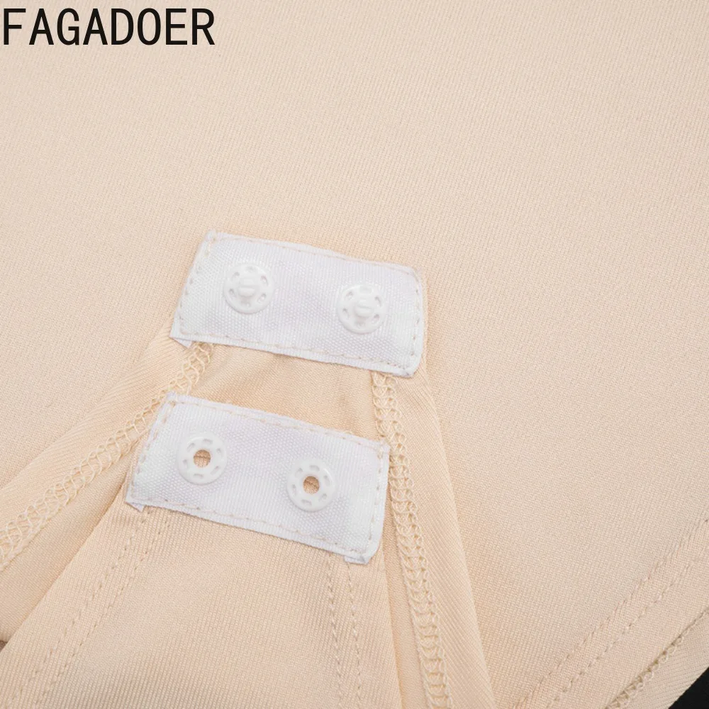 طقم مكون من قطعتين مثير من FAGADOER لملابس النساء بلون سادة وأكمام قصيرة بدلات وسراويل متطابقة مع ملابس الشارع النسائية