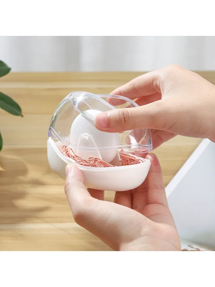 1pcs Clear Paper Clips Storage Box with Magnetic Paperclips Holder Organizer Bookmarks Dispenser Home School Office Stationery