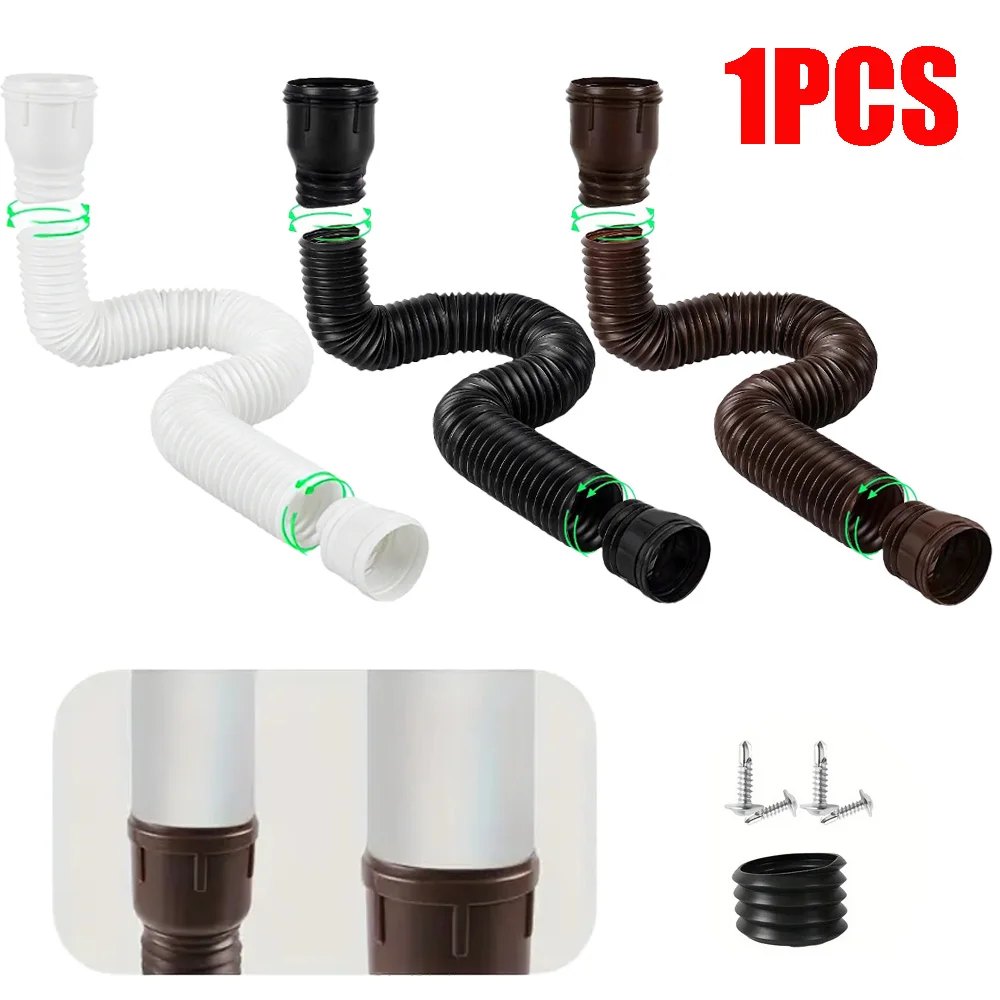 1 Pack Rain Gutter Downspout Extension Flexible Telescopic Pipe Downspout Extender Connector Adjustable Rainwater Drainage