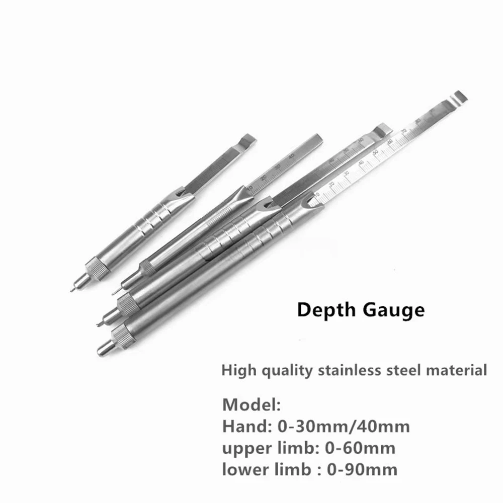 Depth Gauge Hole Depth Detector Depth Caliper Drilling Measure Stainless Steel Orthopedic Surgical