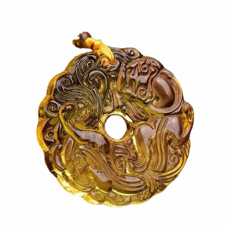 Green Jade Hand-Carved Dragon Hollow Jade Pendant Necklace Fashion Chinese Amulet Women Man\'S Lucky Necklace Jewelry Gift