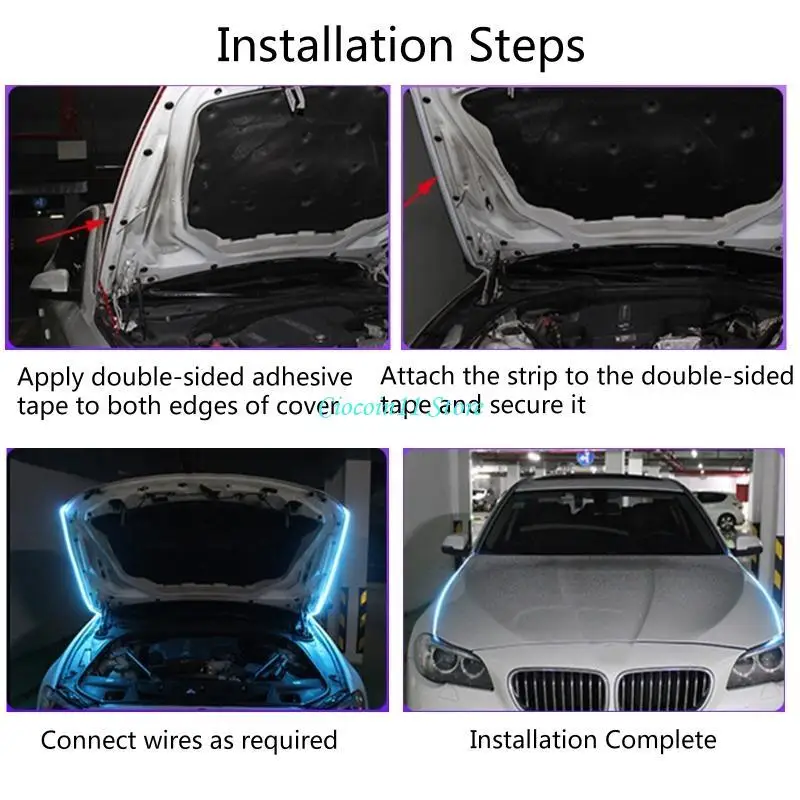 Y1UB 180cm Length Waterproof Car Hood LED Light Strip Auto Daytime Running Light Through-type Front Headlight