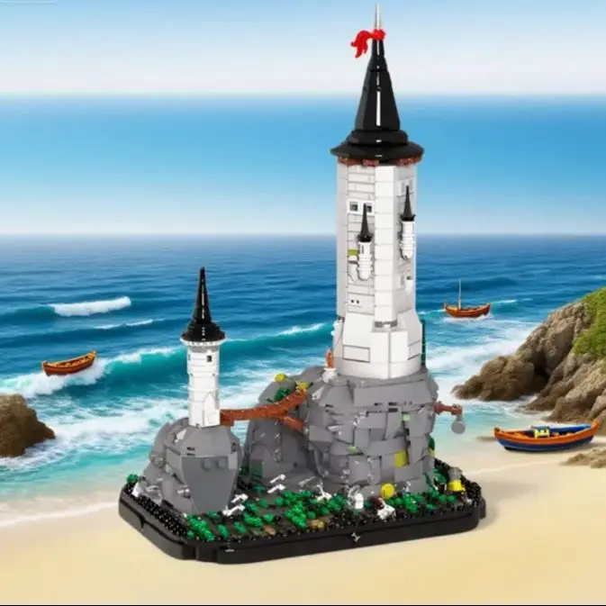 1327PCS Creative Expert MOCประภาคารบล็อกอาคารปราสาทยุคกลางTowerสถาปัตยกรรมอิฐประกอบของเล่นXmasของขวัญ