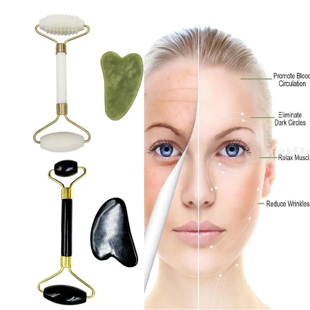 

Jade Roller and Gua Sha Set - Beauty Cosmetic Facial Skin Roller