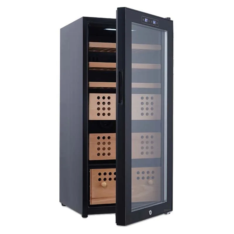 Electric Cigar Cabinet Digital Hygrometer Temperature 93 L Display showcase Cabinet Box Wooden Storage Cigar Humidor