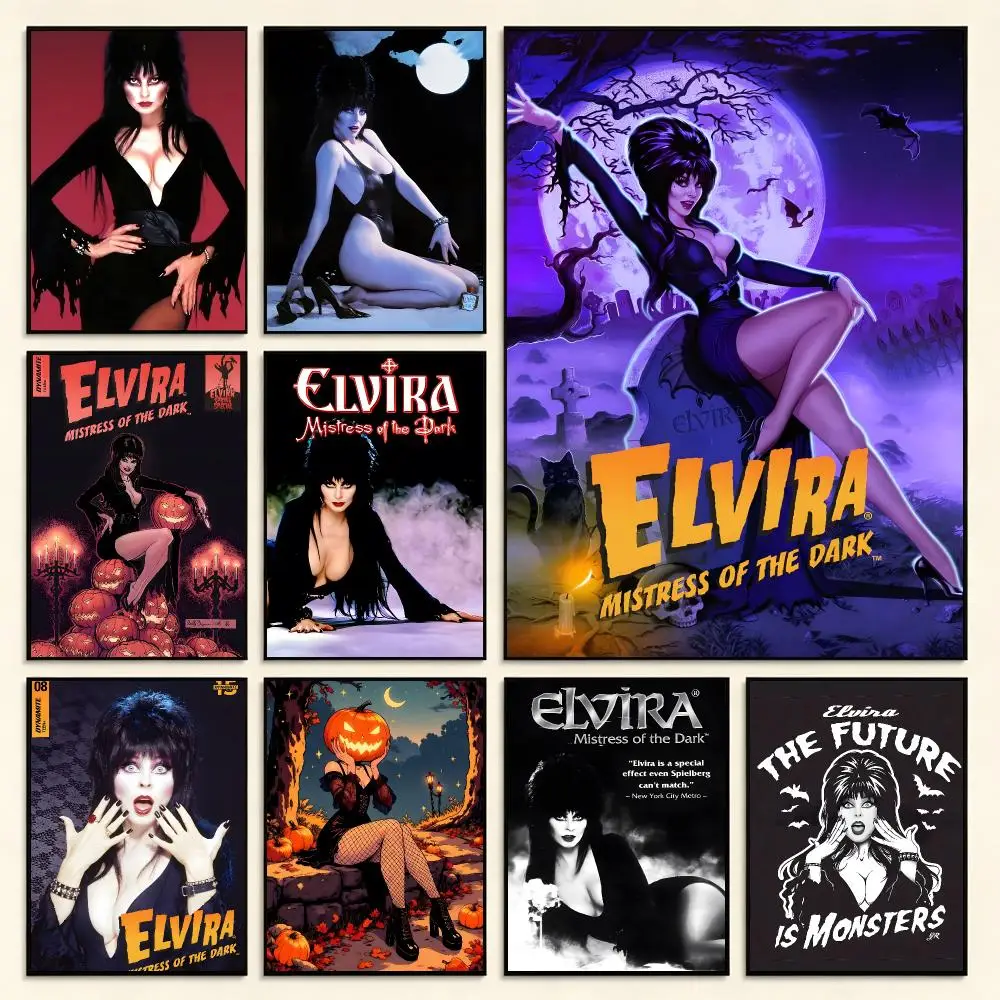Horror Character Elvira Mistress of the Dark Poster Digital Solvent Print Waterproof PP Fade-Resistant Wall Art Room Decor Gift
