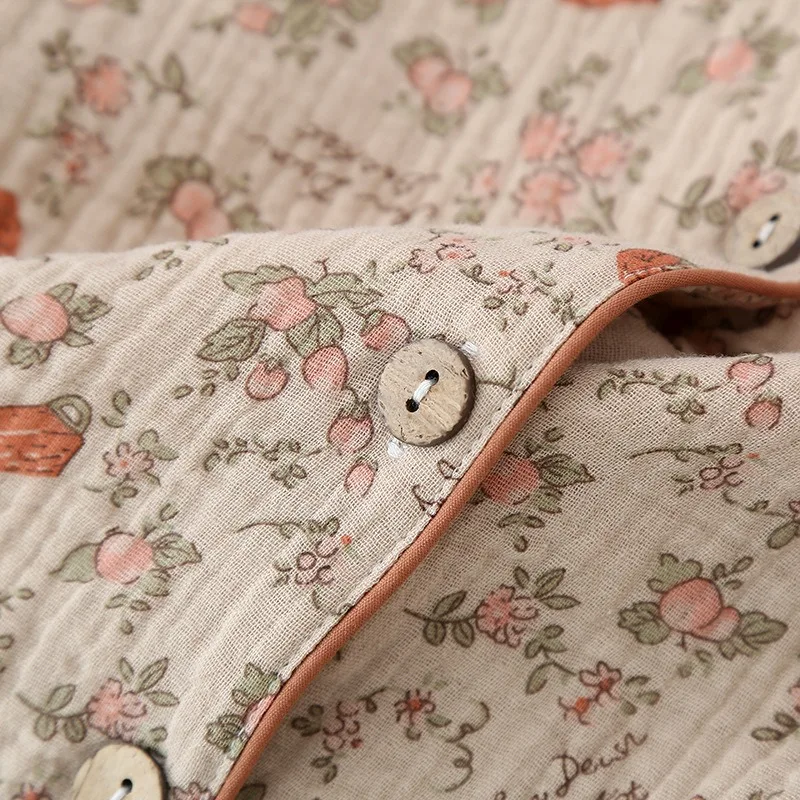 Ensemble pyjama pour femmes, Cardigan/pantalon en crêpe 100% coton, 3 pièces, vêtements de maison amples, nouvelle collection printemps/été/automne