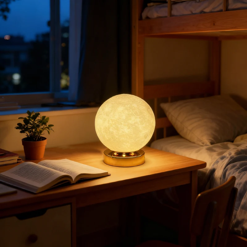 3D imprimé lune Plug-in veilleuse chambre chevet étude bureau lampe de Table chaud jaune ambiant créatif décoratif cadeau lampe